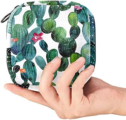 Okul için Dönem Çantaları, Kadınsı Pedler için hijyenik kadın bağı saklama çantası, Suluboya Tropikal Kaktüs Desen