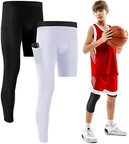 2 Paket Erkek Gençlik Tek Bacak 3/4 Sıkıştırma Tayt Basketbol Capri Tayt Atletik Taban Katmanı Sıkıştırma Pantolon