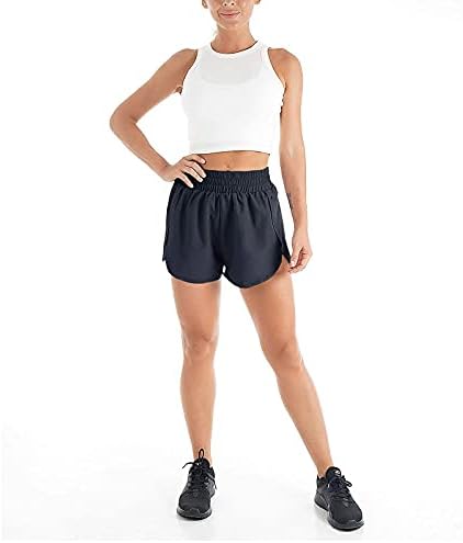 UJAKEL Şort Kadınlar için Koşu Elastik / Kravat Yüksek Belli Sportif Egzersiz Atletik Yoga Ganimet Spor Kısa cepli