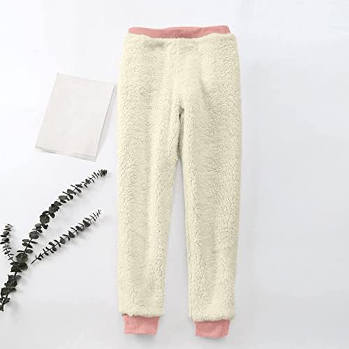 Y2k Sweatpants Kadınlar için Rahat Gevşek Pijama Pantolon Polar Sherpa Çizgili Pantolon Kalp Baskılı Rahat Düz Renk