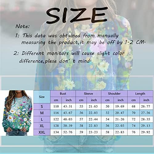 KCJGİKPOK Kadınlar için Moda Kelebek Çiçek Baskılı O-Boyun Kazak Casual Uzun Kollu Kazak Tops Egzersiz Gömlek