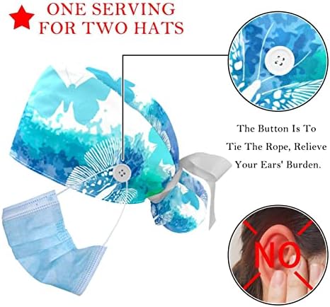 Koyu Suluboya Mermaid 2 Adet Ayarlanabilir Kabarık Şapka Düğmeleri ve Ter Bandı Şerit Kafa Kravat Kapakları