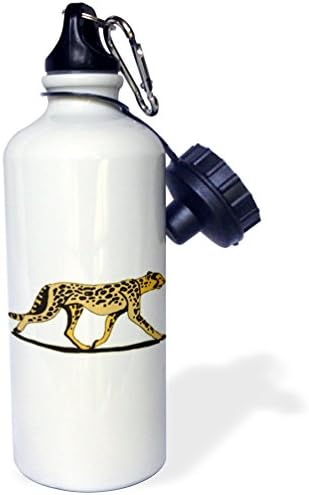 3dRose Running Cheetah Spor Su Şişesi, 21 oz, Beyaz