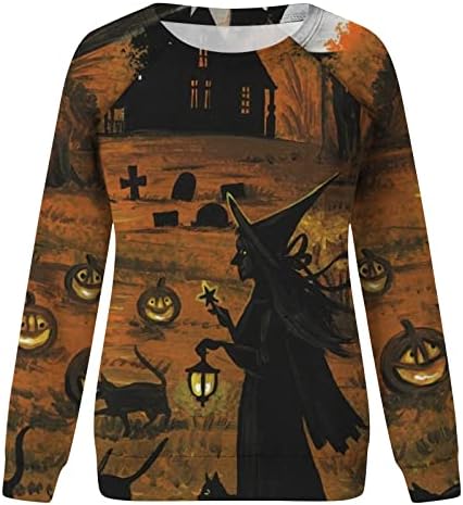 Kadınlar Uzun Kollu Giyim Grafik Tatil Cadılar Bayramı Rahat Üst T Shirt Yaz Sonbahar Ekip Boyun Tshirt Bayan H5