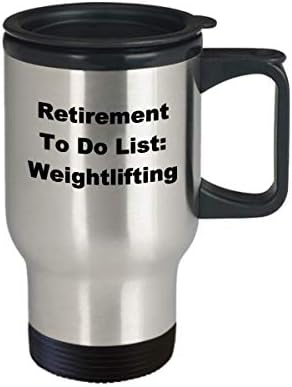 Emeklilik Halter Seyahat Kupa Yapılacaklar Listesi Kontrol Listesi Kahve Komik Hediye Fikri Emekli Vücut Oluşturucu