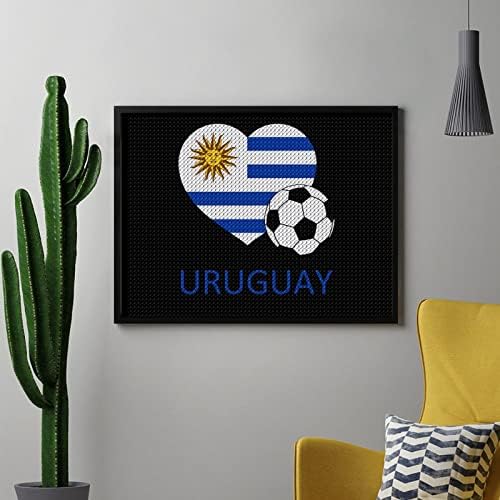 Aşk Uruguay Futbol Elmas Boyama Kitleri 5D DIY Tam Matkap Taklidi Sanat Duvar Dekor Yetişkinler için 12x 16