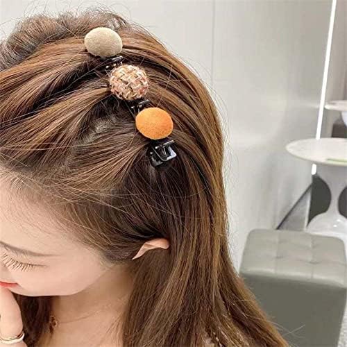BYBYCD Balıksırtı Şapkalar Peluş Top Patlama Klip Düzeltme Saçak Barrette Peluş Top Saç Klipleri Kadın saç tokası