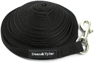 Dean & Tyler Paslanmaz Çelik Donanıma Sahip Çift Katlı Naylon Köpek Tasması, 15 Fit x 3/4 inç, Siyah