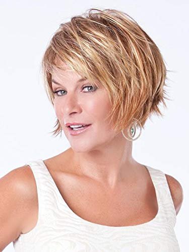 Toni Brattin Trendsetter peruk renk ışık sarışın köklü peruk 5 kısa düz Razoer kesim sevişmek Changelite 100 % ısı