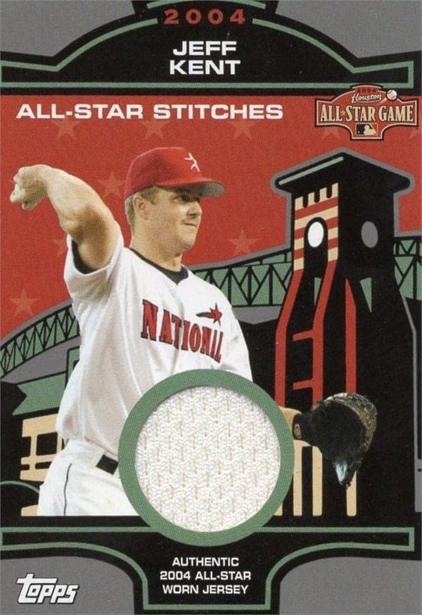 Jeff Kent oyuncu yıpranmış jersey yama beyzbol kartı (Houston Astros) 2004 Topps Tüm Yıldız Dikişler ASRJK-MLB
