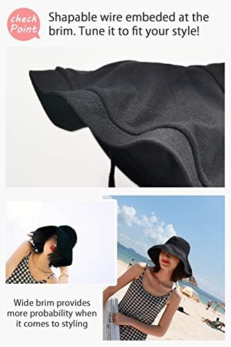 DRİONO Geniş Kenarlı Kova Şapka-UPF50 + Koruma Seyahat plaj güneş şapkası Yarı Sert Ayarlanabilir Katlanabilir Kenarlı