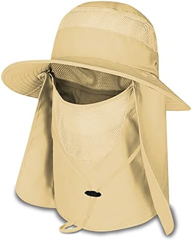 Balıkçılık Güneş Bonnie Şapka Erkekler Kadınlar için, UV Koruma, Hafif Kap, Geniş Ağız, Ayrılabilir Boyun Flap ve