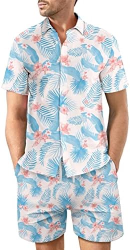 DUOFIER erkek Çiçek Eşofman havai gömleği ve Şort Takım Elbise 2 Parça Plaj Kıyafetleri Setleri, B03-2XL