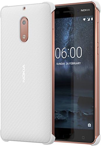 Nokia 1 A21 M9700VA 802 Karbon Fiber Tasarım Kılıf Nokia 6 için İnci Beyaz