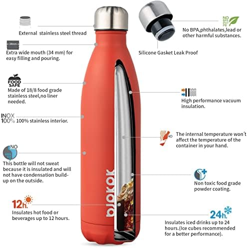 BJPKPK Paslanmaz Çelik Su Şişeleri-25oz / 750ml-Yalıtımlı Su şişeleri, Spor su şişeleri 24 Saat soğuk ve 12 Saat