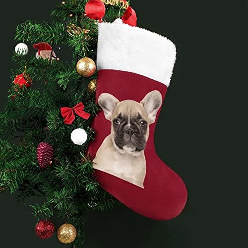 Fransız Bulldog Noel Çorap Klasik askı süsleri Beyaz Manşet Şeker Çanta için Aile Tatil Parti Süslemeleri