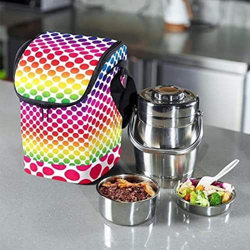 Kadınlar erkekler için hafif büyük Öğle yemeği çantası Polka noktaları yeniden kullanılabilir öğle yemeği kutusu