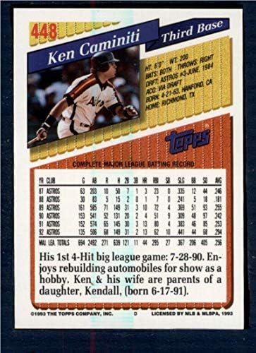 1993 Topps 448 Ken Caminiti Houston Astros Beyzbol MLB'Sİ