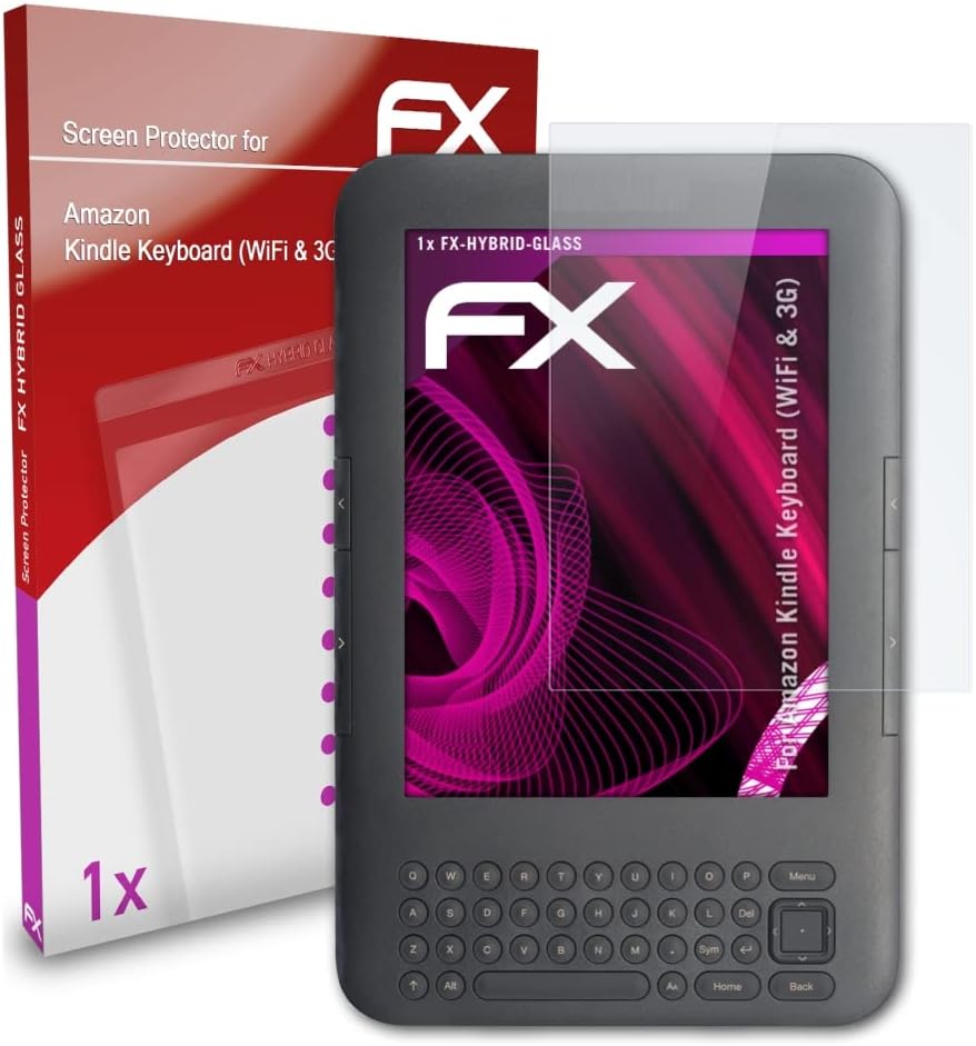 Amazn Kindl Klavye (WiFi ve 3G) ile Uyumlu atFoliX Plastik Cam Koruyucu Film Cam Koruyucu, 9H Hibrit Cam FX Plastik