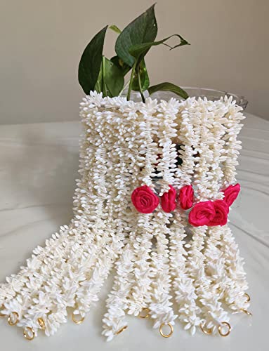 Oldukça Büyüleyici El Yapımı yapay çiçek Plastik Gajra Veni saç çelengi 6 Eflatun ve 6 Beyaz 13 İnç uzun 12 set freebie