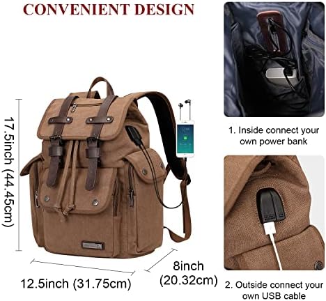WİTZMAN keten sırt çantası Erkekler ve Kadınlar için Vintage Sırt Çantası Sırt Çantası Yüksek Kapasiteli Gizli sakli
