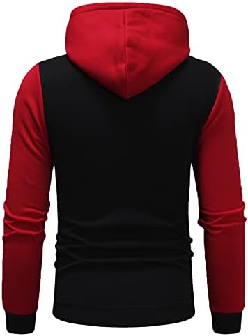 XXBR Eşofman Mens için, Kış Bahar Camo Renk Blok Patchwork Kapşonlu Ceketler Tişörtü Egzersiz Spor Eşofman