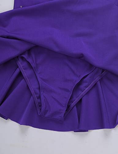 ınlzdz Buz Pateni Elbise Kızlar için Kolsuz Rhinestone Bale Leotard Tutu Etekler Lirik Giyim