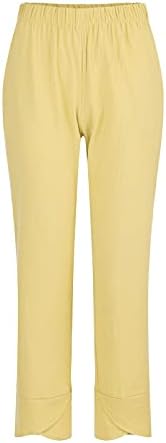 MtsDJSKF Geniş Bacak Keten Pantolon Kadınlar için, geniş Bacak Yüksek Belli Rahat Keten Mahsul Pantolon Cepler ile