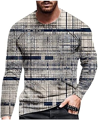XXBR Asker Uzun Kollu T-Shirt Mens için, moda 3D Yenilik Yağlıboya Baskı Egzersiz Fit Casual Crewneck Tee Tops