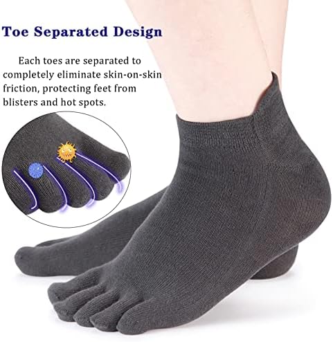 Meaiguo Ayak Çorap No Show Koşu Beş Parmak Çorap Erkekler Kadınlar için 4 Çift