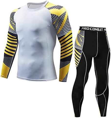 RbCulf Erkek Egzersiz Seti Uzun Kollu Hızlı Kuru Sıkı Sıkıştırma Gömlek Tops Sweatpant Spor Eşofman Takım Elbise