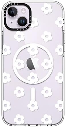 Casetify Clear iPhone 14 Plus Kılıfı [Sararma Yok / 6,6 ft Düşme Koruması/Magsafe ile Uyumlu] - Ditsy Papatyalar-Beyaz