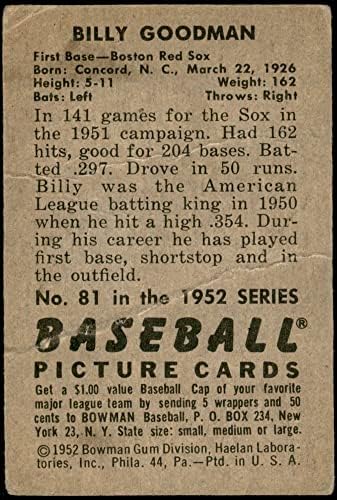 1952 Okçu 81 Billy Goodman Boston Red Sox (Beyzbol Kartı) ADİL Red Sox